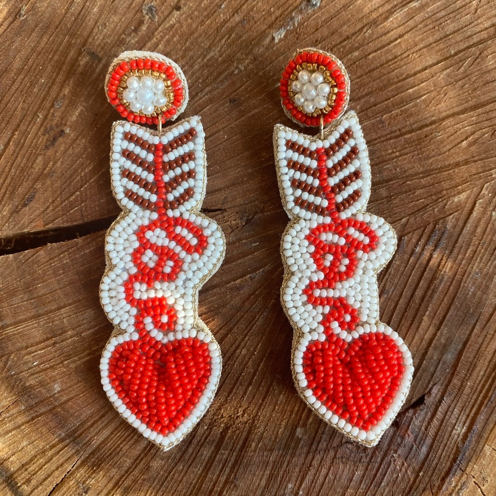 Seed Bead Valentine Earrings